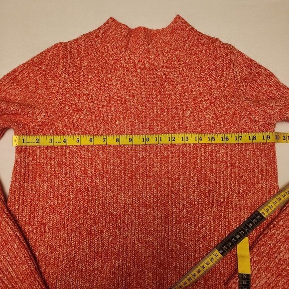 Loft Mock Neck Ribbed Red and White Sweater Size M - Picture 9 of 11